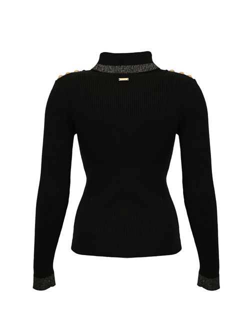 Dolcevita lurex in maglia di viscosa con bottoni NO SECRETS | 253NS253LIQUIRIZIA